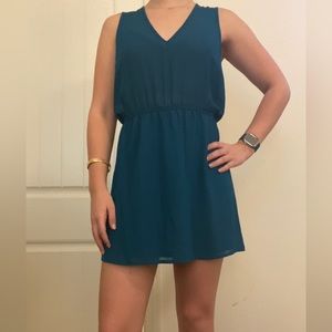 Tobi Teal Dress with Back Ruffled Lining